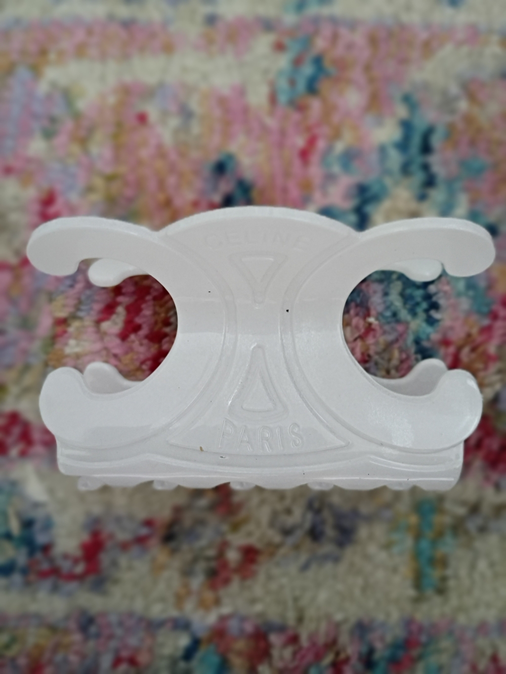White Triomphe Hair Claw Clip Y2K Designer Hair Accessory